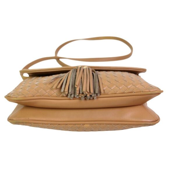 Charter Club BRAIDED BEIGE GENUINE LEATHER FLAP X-BODY SHOULDER BAG CLUTCH PURSE - Picture 7 of 16